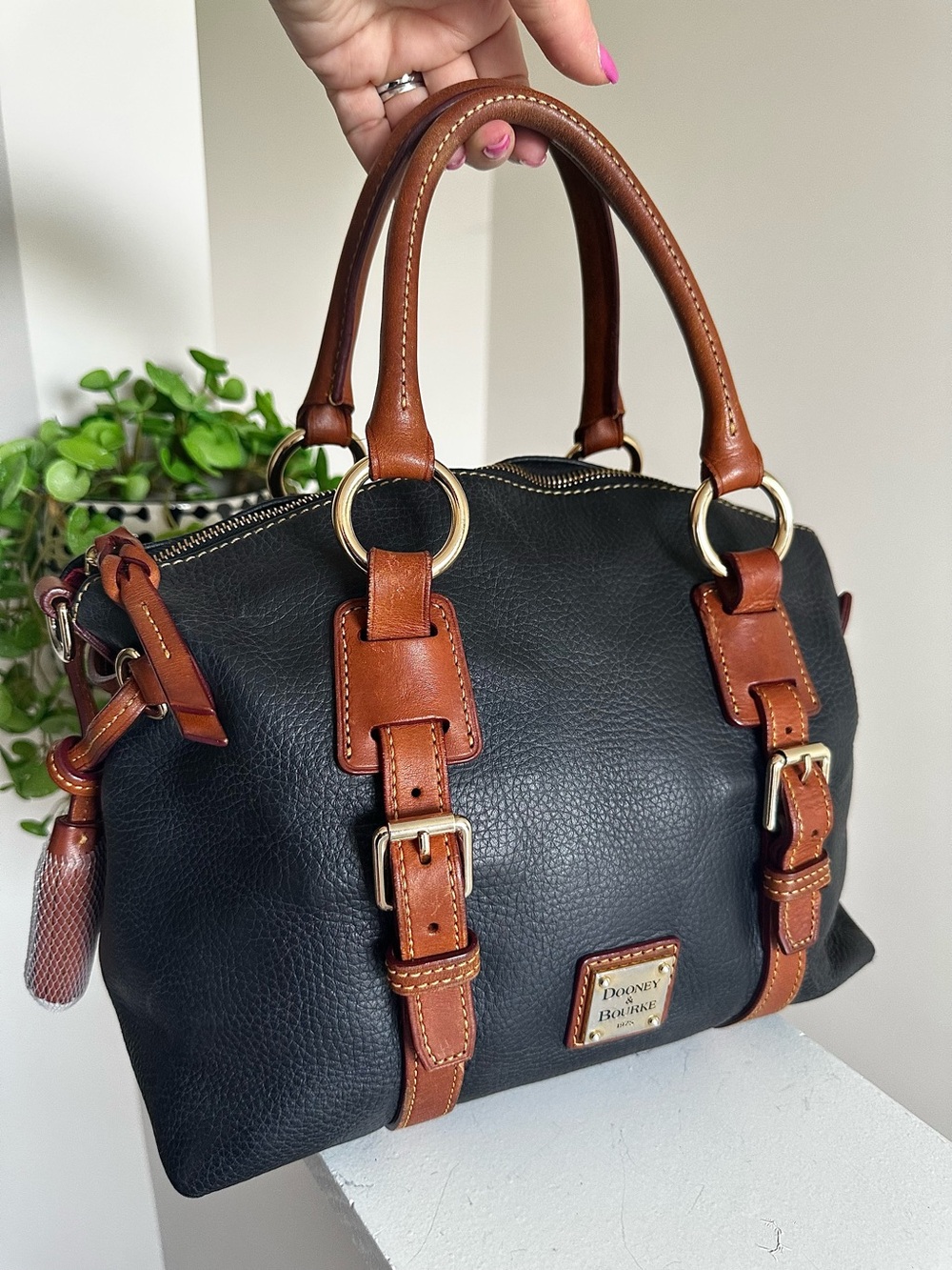 Dooney & Bourke Black Pebble Leather Bristol Satchel - Picture 4 of 12
